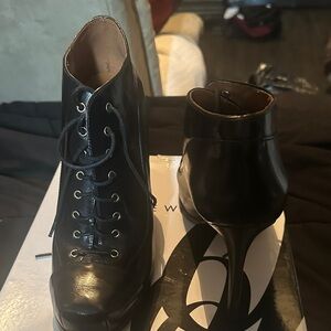 Nine & Co. Black Lace-Up Heeled Boots